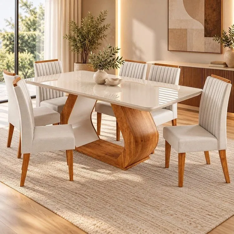 Conjunto de mesa com 6 cadeiras